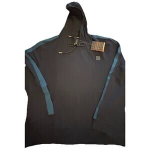 NWT‎ Ted Baker London Hoodie Sweatshirt Mens Sz XL Blue Color-block Logo Pockets